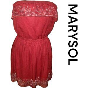 Marysol Medium Red Fancy Sleeveless Mini Shift Slip Dress